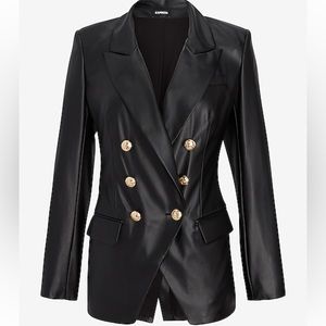 COPY - Faux leather double breasted blazer